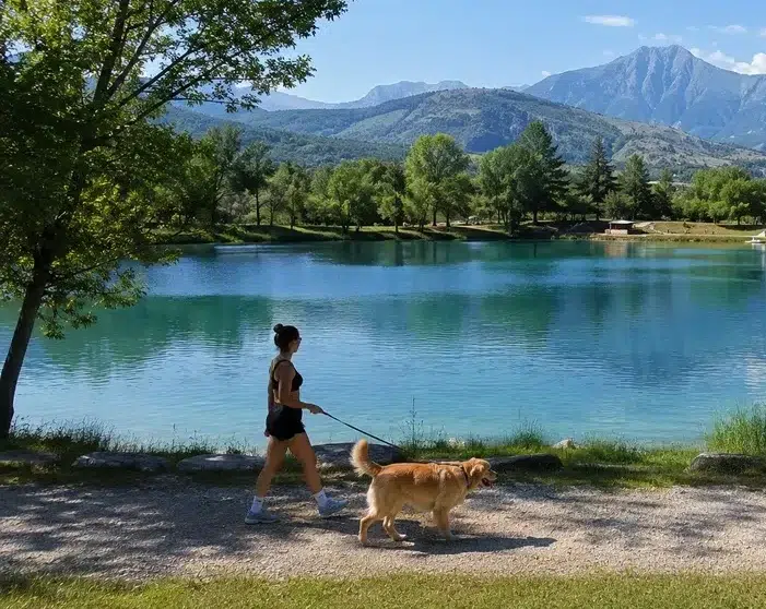 plan d eau veynes promenade chien